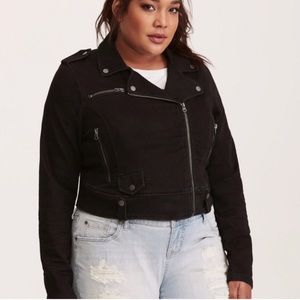 Torrid black jean biker jacket.